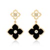 Black Onyx Flower Dangling Drop Earrings for Women in 925