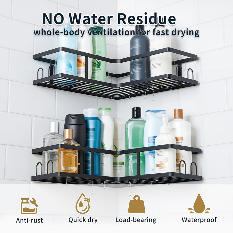 5-Pack Rustproof Stainless Steel Adhesive Shower Caddy Set