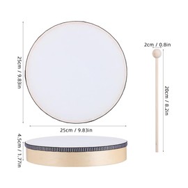 Abaodam 10 Inch Hand Drum Percussion Wood Frame Drum with Drum Stick Percussion Musical Instruments Hand Drum for Beginners Home Party Supplies