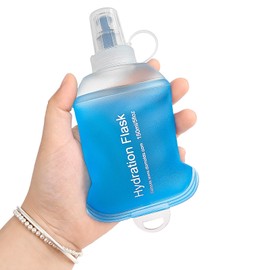 GYGYL 150ml Soft Flask, TPU Collapsible Soft Water Bottle for Hydration Pack, Running Vest, Leak-Proof Folding Water Bottle for Hiking Cycling Climbing Jogging-Blue