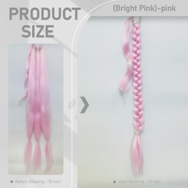 Braided Ponytail hair extensions 30Inch Long Braided Ponytail Extension with Hair Tie Straight Wrap Around Hair Extensions Ponytail Synthetic Hairpieces for Women (Bright Pink)-pink