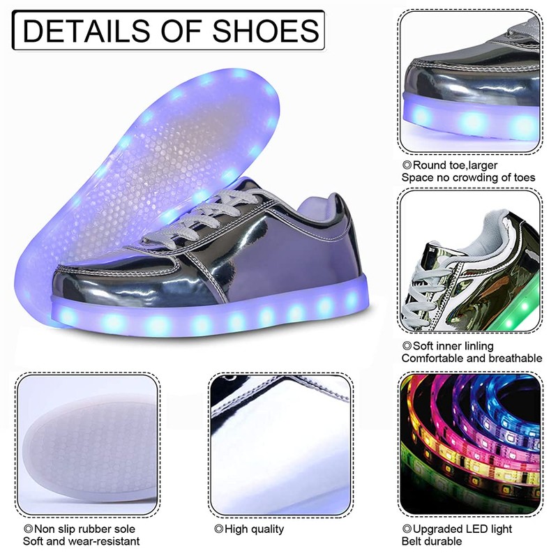 YuanRoad Unisex LED Light Up Shoes with USB Charging Glowing