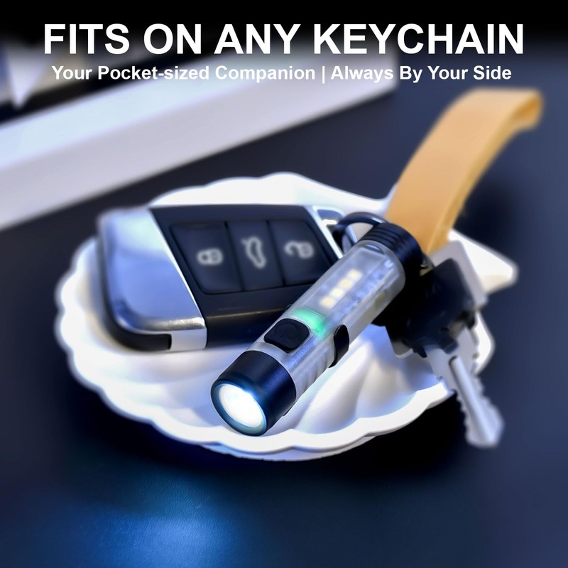 Mini EDC Rechargeable Keychain Flashlight Stocking Stuffers for Men