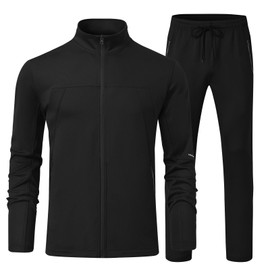 YSENTO Men's Tracksuits Outfits 2 Pieces Jogger Sets Jogging Track Sweat Suits Workout Warm Up Sweatsuit Black 3X
