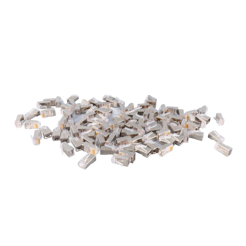 100Pcs CAT6 RJ45 Metal Shielded Connector Safe Reliable Net Shielded