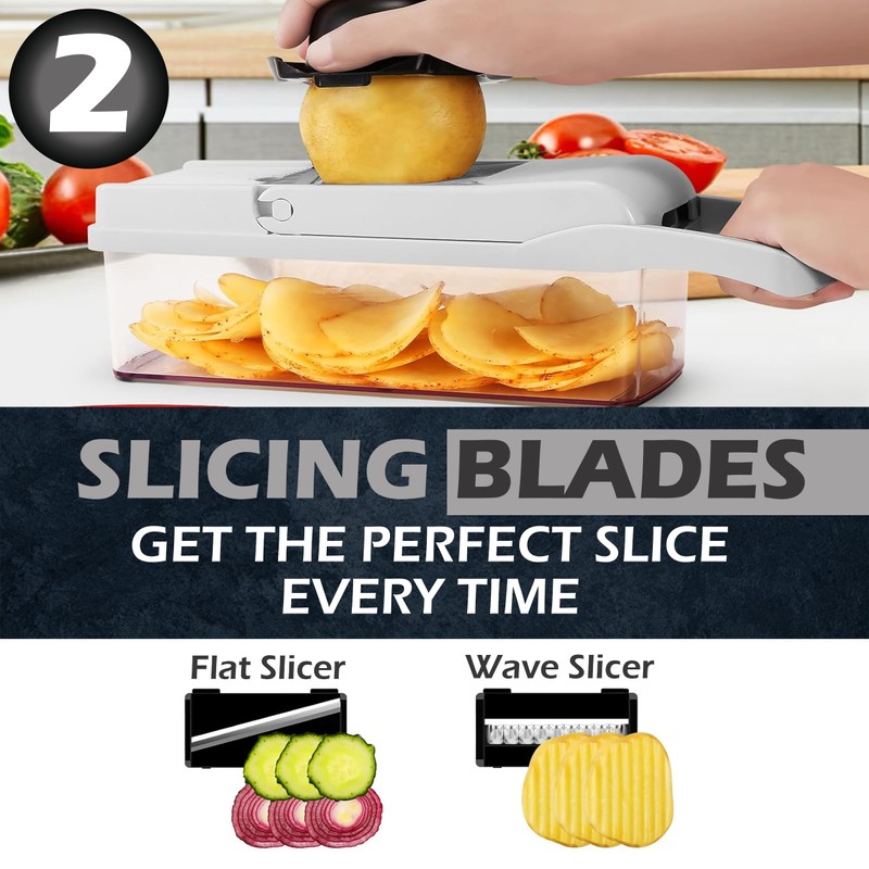 NICKSTOOL 26-in-1 Vegetable Chopper with Container - Veggie Slicer, Kitchen