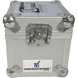 CheckOutStore (2) Aluminum Heavy Duty 7" 45 RPM Vinyl Record Album Storage Box (Silver/Holds 100 Records)