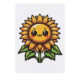 'Kawaii Sunflower' Temporary Tattoo - Water Resistant, Skin-Safe, Non-Toxic Transfer (TO00070725)