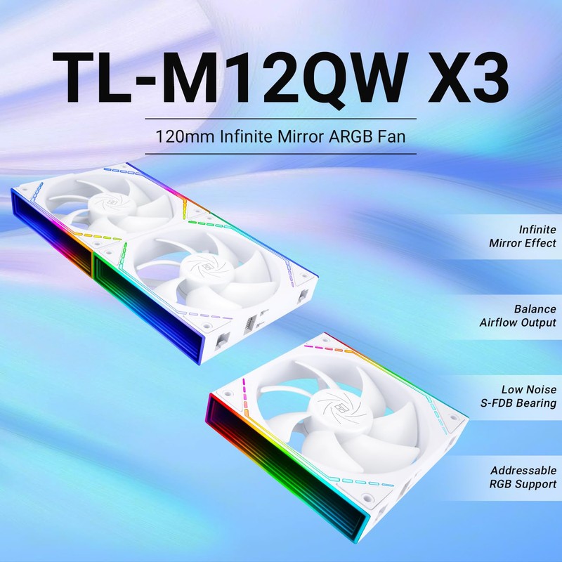 Thermalright TL-M12QW X3 Chassis Fan 120mm Silent,Wireless Splicing,Building Block Fan,PWM