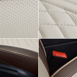 GXT Car Seat Covers Front Seats Only, Front Car Seat Covers 2 Pack, Premium Faux Leather Car Seat Cushion - Universal Fit for Most Sedans SUV Pick-up Truck with Headrests(Coffee and White)