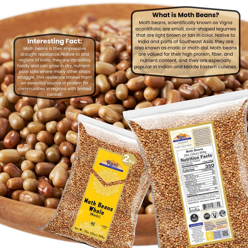 Rani Moth Beans Whole 32oz (2lbs) 908g ~ All Natural