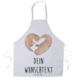 Mr. & Mrs. Panda Personalisierte Kochschürze Otter Herz - Personalisierte Geschenke, Love you, Liebe, gemeinsames Leben, Paar, Grillschürze