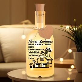 Housewarming Gift Bottle Light with Saying, Housewarming Gift Home, Housewarming Gifts, House Illuminated Decorative Bottle with Cork, Topping-Out Gift for Best Friend Colleagues Women (FZ)