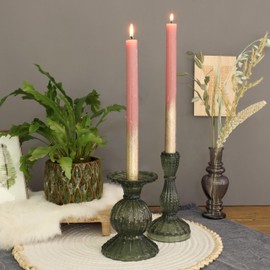 COMFORDER Taper Candles Set, 2 x Table Candles Mauve with Gold, 25 cm, 10 Hours Burning Time