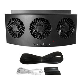 Riloer Solar Power Car Fan, Portable Auto Cooling Cooler Mini Car Summer Air Fan, Universal Car Exhaust Fan With Three Air Outlet, White/Black