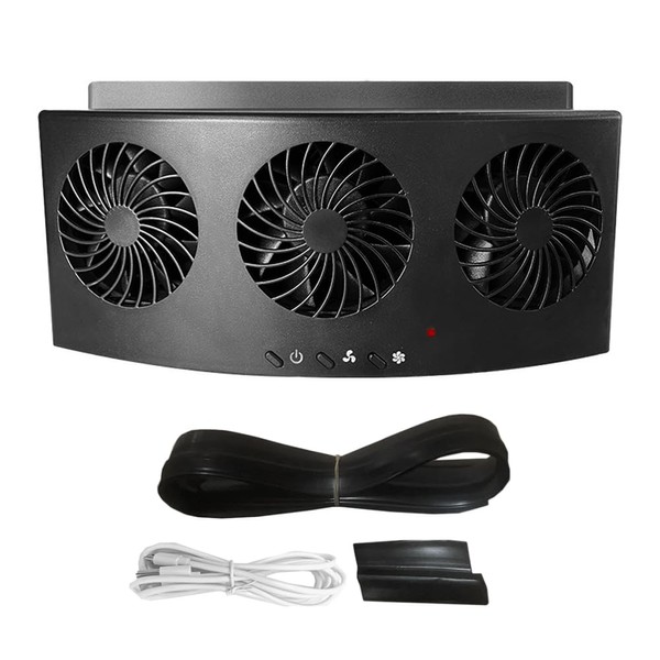 Riloer Solar Power Car Fan, Portable Auto Cooling Cooler Mini