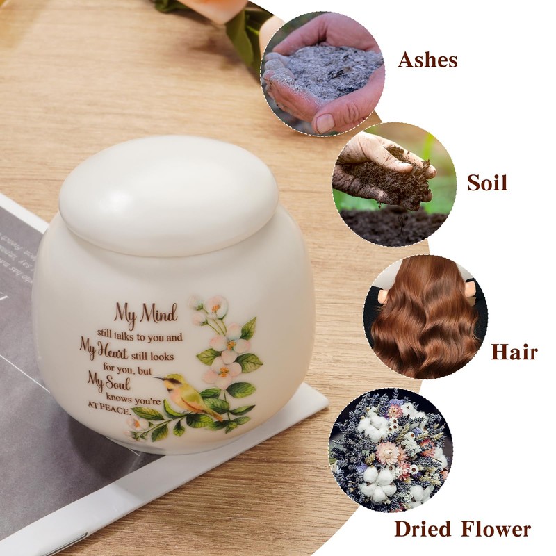 Kagrec Handmade Ceramic Small Urn for Human Ashes Keepsake for