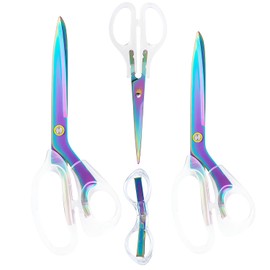 Jasni 2 pack 8 inch Transparent office School scissors Comfort-Grip stainless steel Sharp student handmade household rust resistant non adhesive Craft Sewing scissors (4PCS)