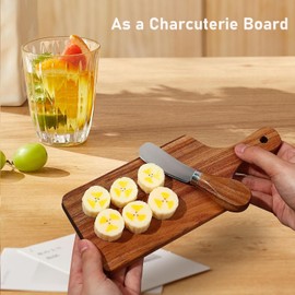 6 Set Cheese Board and Cheese Spreader Set Wooden Cutting Board Bulk with Gift Boxes Mini Charcuterie Boards Serving Board for Christmas Wedding Bridal Shower Birthday Supplies