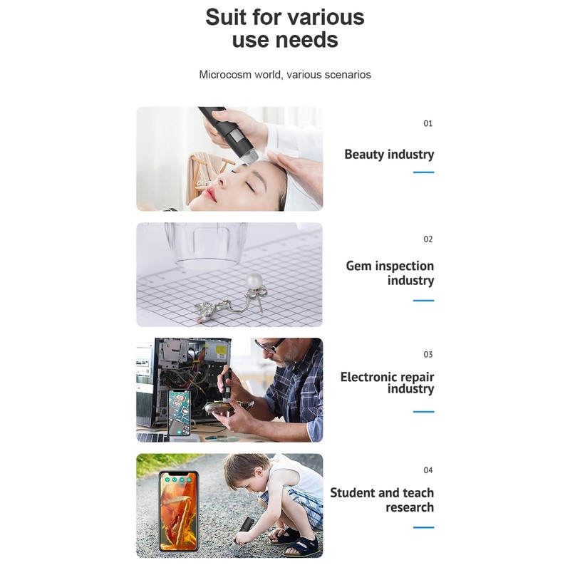 Wireless Digital Microscope 50X to 1000X USB Mini Black Handheld