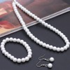 tenghong2021 Fashion Classic Faux Pearl Jewelry Set Necklace Bracelet Earrings