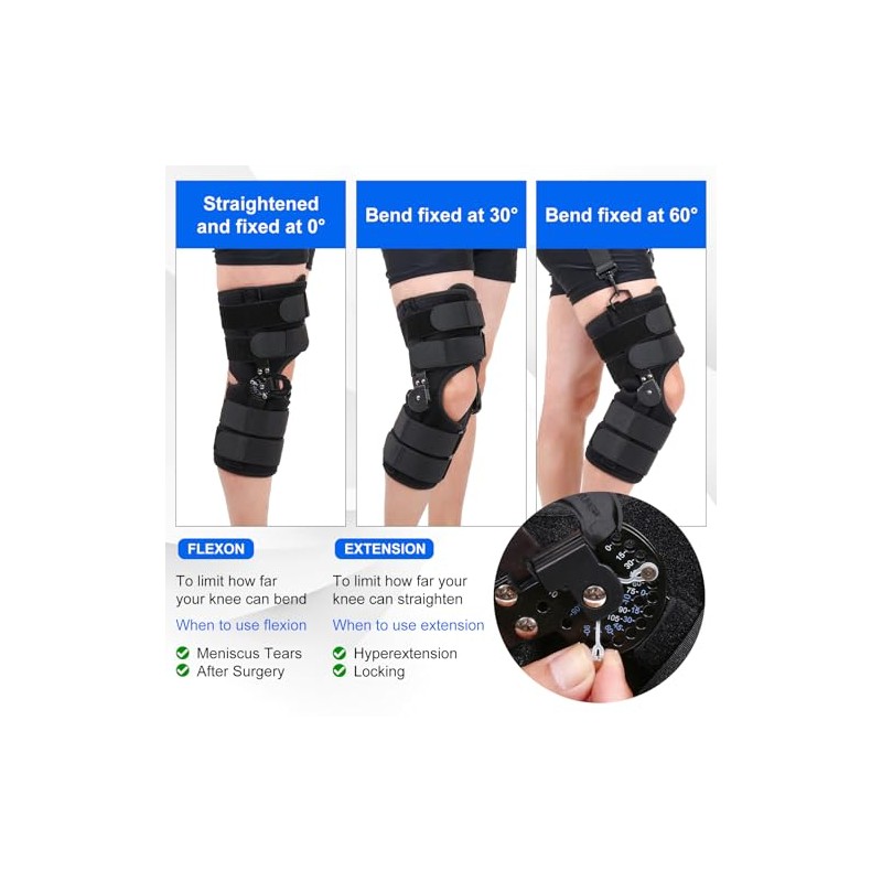 Hinged ROM Knee Brace, Post-Op Knee Immobilizer for Arthritis, ACL