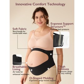 Momcozy Pregnancy Belly Band, CozySupport Ergonest Maternity Belly Band, Invisible Pregnancy Belt for Back, Abdomen, Waist