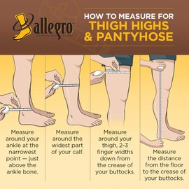 Allegro 15-20 mmHg Essential 4 Sheer Compression Hose - Comfortable, Thigh High, Closed Toe Support Stockings for Women