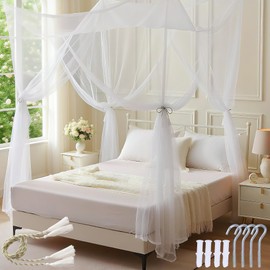 Yimomoyi Moskitonetz Doppelbett und Einzelbett - 1.9 m x 2.1 m x 2.4 m Moskitonetze für Doppelbett und Einzel Bett Mückenschutz Moskitonetz Reise Hause Angemessen für den Innen-und Außenbereich