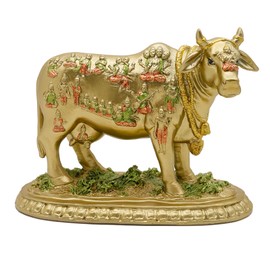 Hindu God Nandi Statue - Hinduism Sacred Cow Figurine for Home Puja Sculpture - Indian Wedding Return Pooja Item Sculpture Mandir Temple Buddha Decor