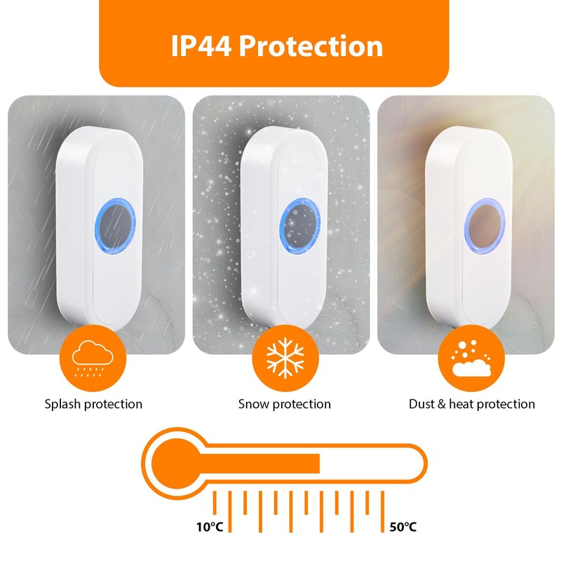 Smartwares Wireless doorbell Set - Portable Chime and Push Button
