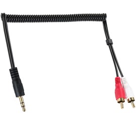 Tunghey Coiled DC 3.5mm to RCA Adapter Cable, TRS to 2RCA Stereo Audio Spiral Cable, MAX Stretch 0.8M