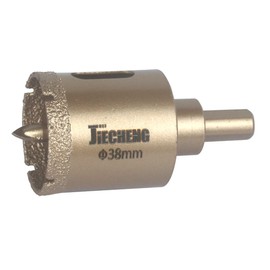 JIECHENG Brazed Diamond 1-1/2 inch Hole Saw with Center Drill Bit for Ceramic,Porcelain,Tile,Glass,Granite Quartz,Marble,Gemstone,Dry Drilling 38mm
