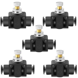 Beduan 3/8" x 3/8" Tube OD Air Flow Control Valve with Push-to-Connect Fitting Speed Controller Union Straight SCF-3/8 (Pack of 5)
