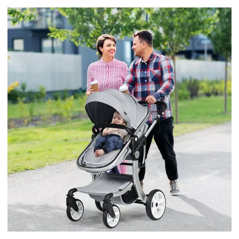 Costway 2-in-1 Foldable High Landscape Infant Stroller W/ Diaper Bag