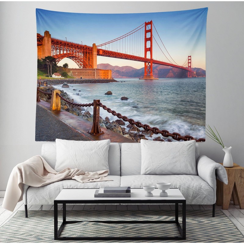 CORFOTO 10x8ft Fabric Golden Gate Bridge Backdrop California San Francisco