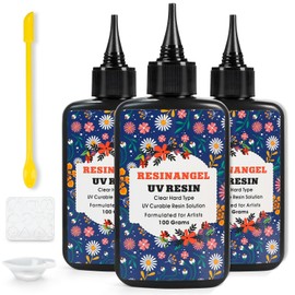 ResinAngel 300g UV Resin kit with Casting Tools - Crystal Clear, Hard Type, Low Odor, Premixed UV Epoxica Resina Fast Curing for Beginners Jewelry Making, DIY Art Crafts, Coating