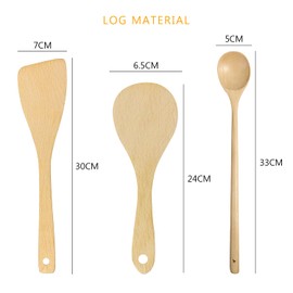 1 Piece of 33cm Cooking Spoon, 1 Piece of 24 * 6.5cm Rice Spoon, 1 Piece of 30 * 7cm Wooden Spatula, Wooden Spoon, Mixing Spoon, Kitchen Gadgets, Wooden Cooking Utensils Set, Kitchen Accessories
