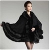 Cashmere Pashmina Group Cape-Faux Fur-Fur-ruana-coat-blanket-Caplet-Wrap-Shrug-Sweater-Poncho-dress shawl (Wool blend cape with