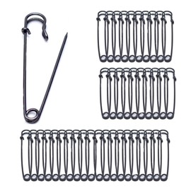 OLSSCMLO Safety Pins, 3“ Large Safety Pins, Set of 40, Large Safety Pins, Clothing Safety Pins, Blankets, Crafts, Skirts, Short Skirts, Oversized Heavy Duty Safety Pins (Brilliant Black)