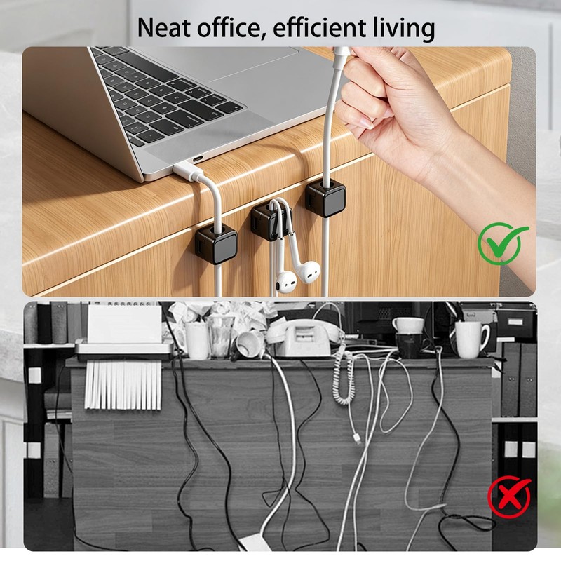 Magnetic Cable Clips 80 Pack Cord Organizer Holder - Adjustable