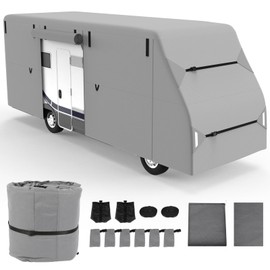 SCITOO Class C RV Cover for 23'-26',7 Layers Heavy Duty RV Trailer Cover Camper Cover Toy Hauler Cover Windproof Waterproof Rip-Stop Anti-UV with 4 Tire Cover and Gutter Jack Cover
