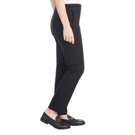 Hilary Radley Women's Ponte Pull-On Mid Rise Slim Leg Pants (Black, L)
