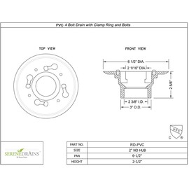 SereneDrains 2 Inch Shower Drain Base for Linear Square Shower Drains Plastic PVC Floor Flange Gasket Extension Kit Coupling Assembly Pipe Threaded Adjustable Hub Rubber Adapter (PVC + Rubber Fitting)