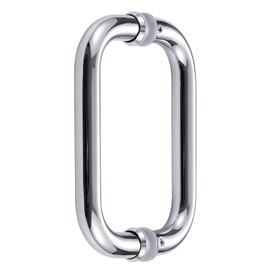 Ranbo Hardware 8" Back to Back Tubular Shower Door Pull Handle for Frameless Shower Doors, Polished Chrome, with Washers (8 inch Pull Handle-Silver)