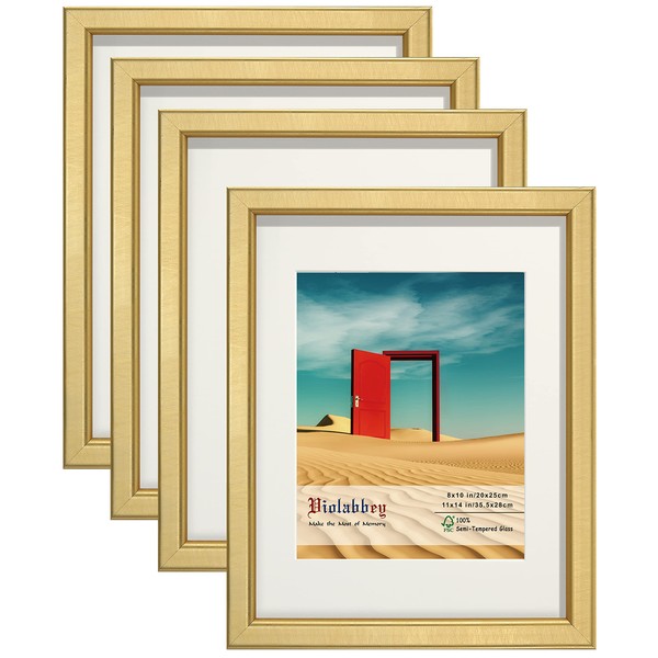 VIOLABBEY 11x14 Picture Frame Gold Set of 4, Photo frame