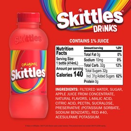 SKITTLES™ Flavored Drink - Variety Pack | Non-Carbonated Drinks with Fruity Flavors | 12-14 Fl oz. Bottles of Original, Tropical, and Wild Berry - Pack of 6