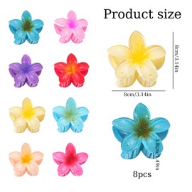 Xmart Pack of 8 Flower Hair Clips Non-Slip Flower Clip 8 Colours Large Hair Clip Colourful Grace Egg Flower Hair Claw Clips Can Be Used on Hair Styling Accessories for Women