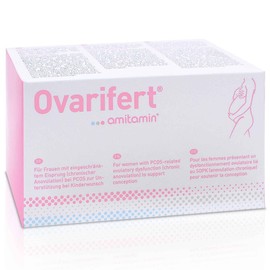 amitamin Ovarifert Inositol Formula for PCO Syndrome, High Dose - 120 Capsules Myo Inositol for Pregnancy and Pregnancy, with Vitamin C, Vitamin D, Vitamin B12, Vegan