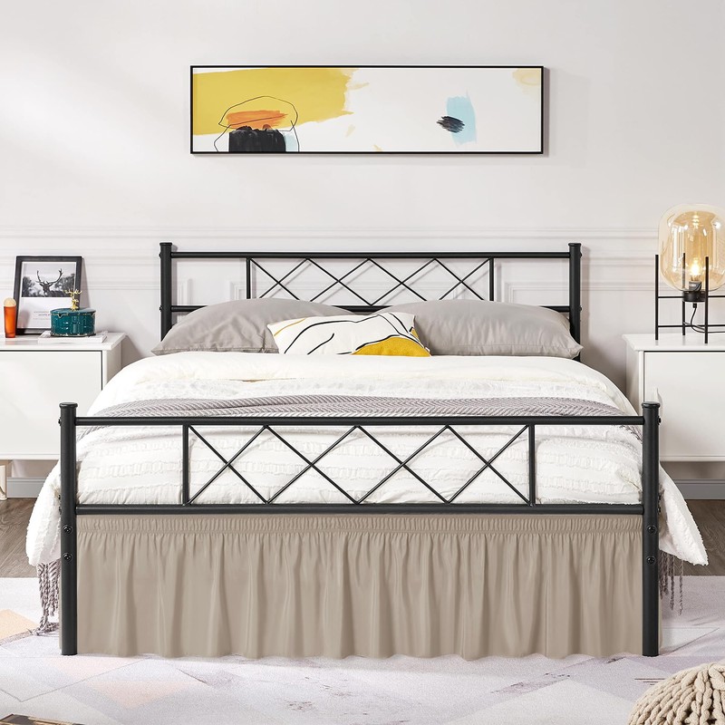 Biscaynebay Wrap Around Bed Skirts with Split Corners for Queen